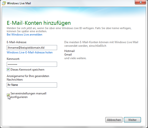 Windows Live Mail 2011 - Schritt 7