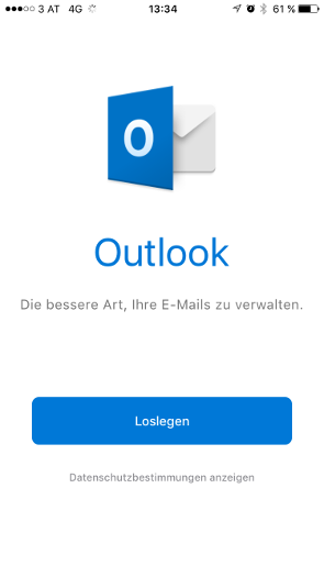 Outlook iOS Schritt 1