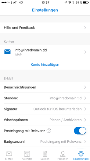 Outlook iOS Schritt 10.1
