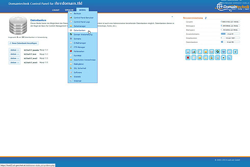 Control Panel Modul Datenbanken