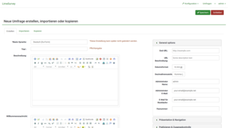 Limesurvey Umfrage erstellen