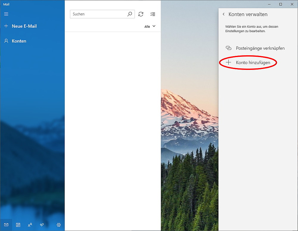 Windows 10 Mail - Konto hinzufügen 