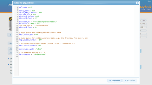 PHP Einstellungen einsehen/ändern