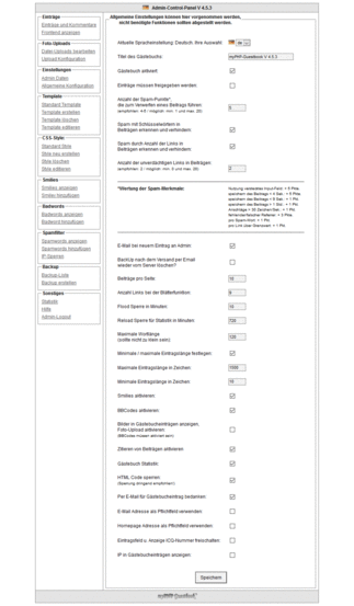 myPHP Guestbook - Konfiguration