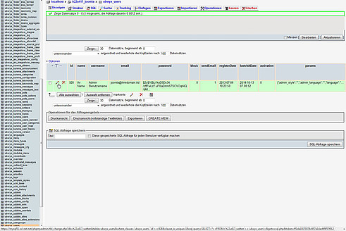 phpMyAdmin - Eintrag Bearbeiten