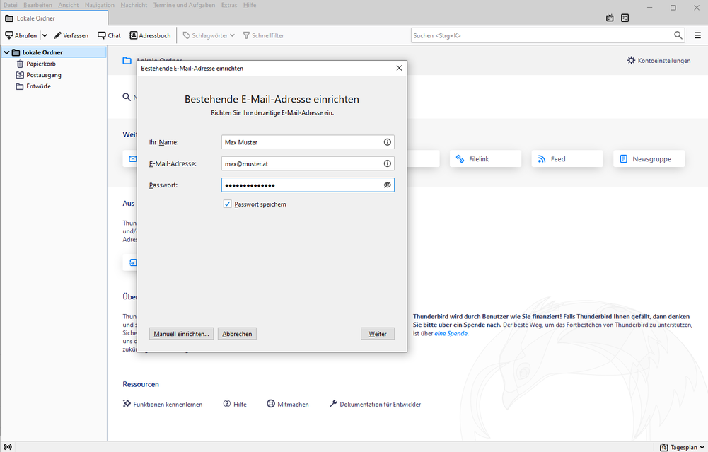 Thunderbird einricchten Schritt 1