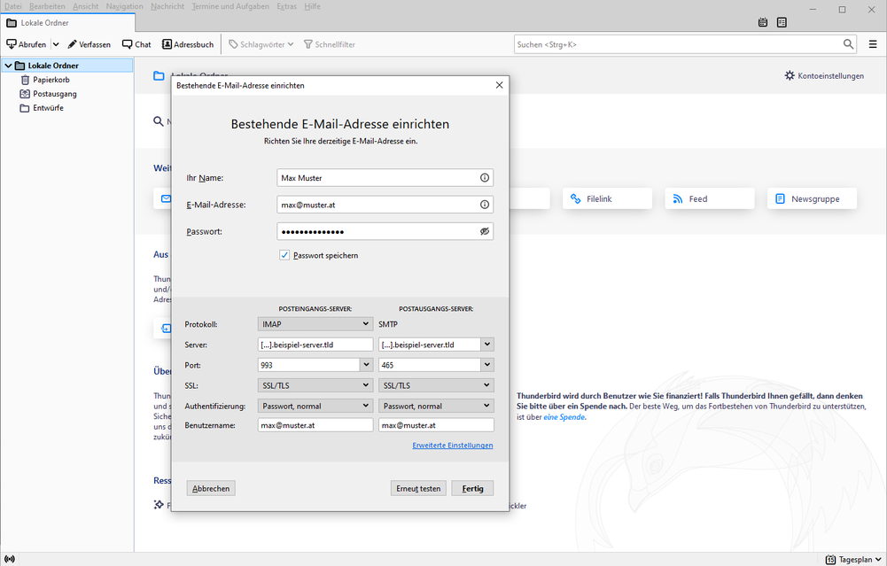 Thunderbird einrichten Schritt 3