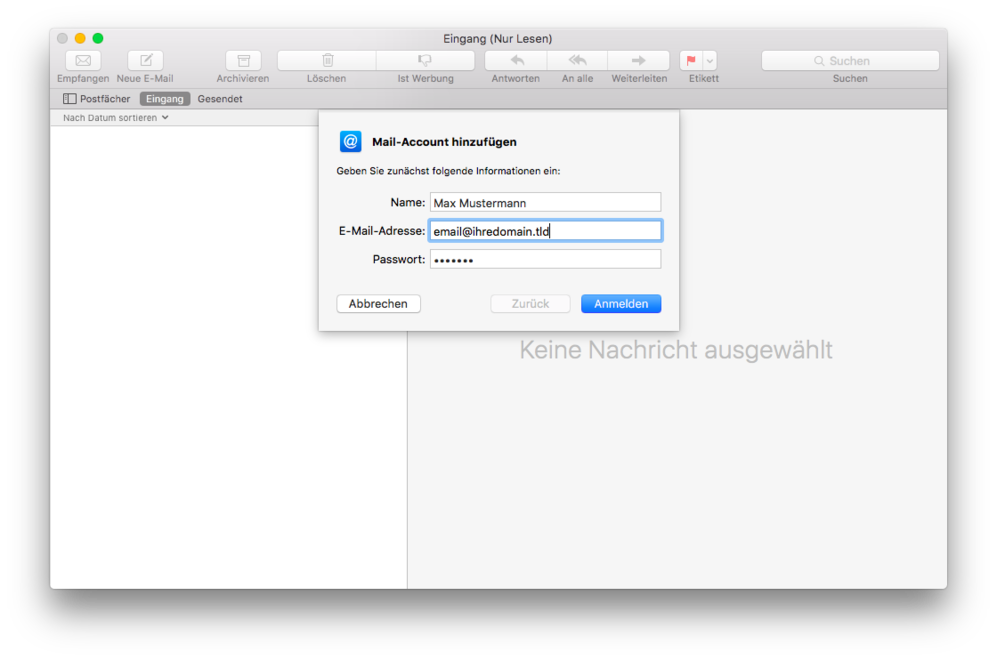 Apple Mail OSX 10.11 - Schritt 2