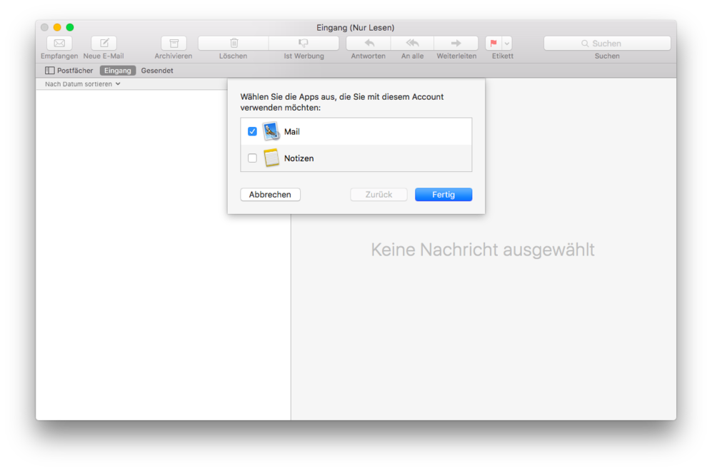 Apple Mail OSX 10.11 - Schritt 4