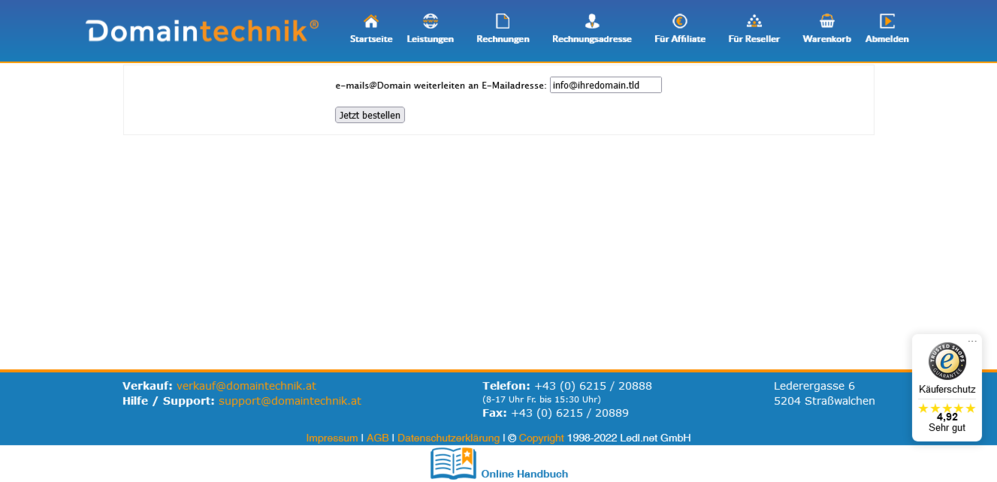 Email Weiterleitung Screenshot