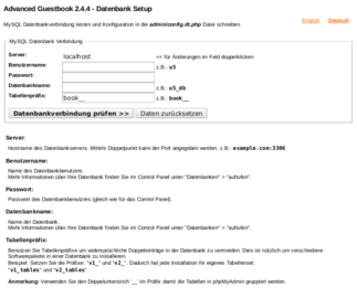 Advanced Guestbook - Datenbank Setup