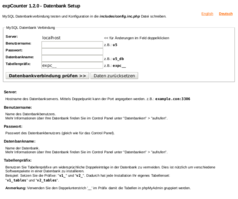 expCounter - Datenbank Setup