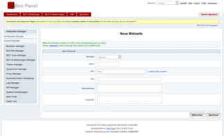 SEO Panel - Neue Seite