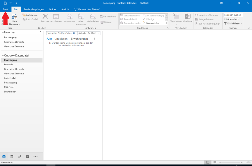 E-Mail Konto in Outlook anmelden - Schritt 1