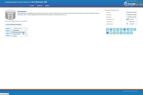 Control Panel Datenbankverwaltung