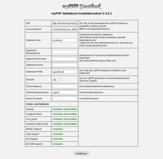 myPHP Guestbook - Installation