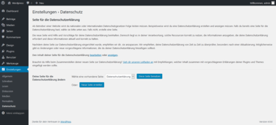 Wordpress 4.9.6 Datenschutzerklärung