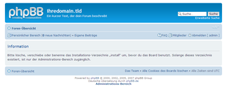 phpBB Forum - Abschluss der Installation