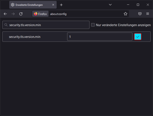 Einstellung für die minimale TLS Version