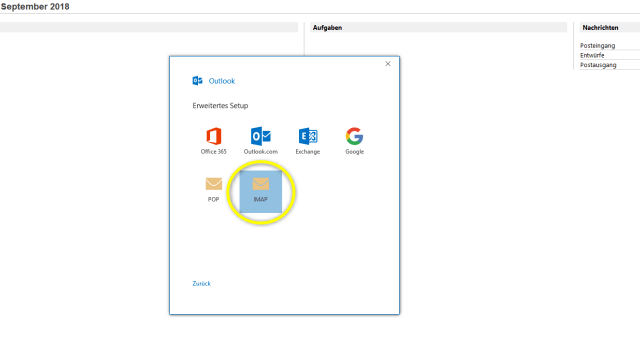 Schritt 5 - Kontotyp 'IMAP' wählen