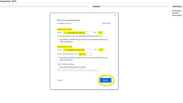 Schritt 7 - POP3-Kontoeinstellungen anpassen