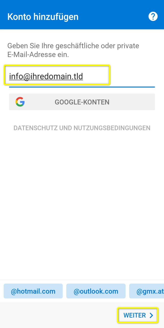 Schritt 2 - E-Mail-Adresse eintragen