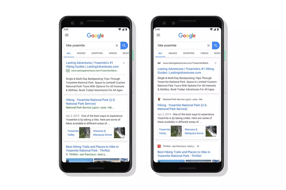 Google mobile Suchergebnisse