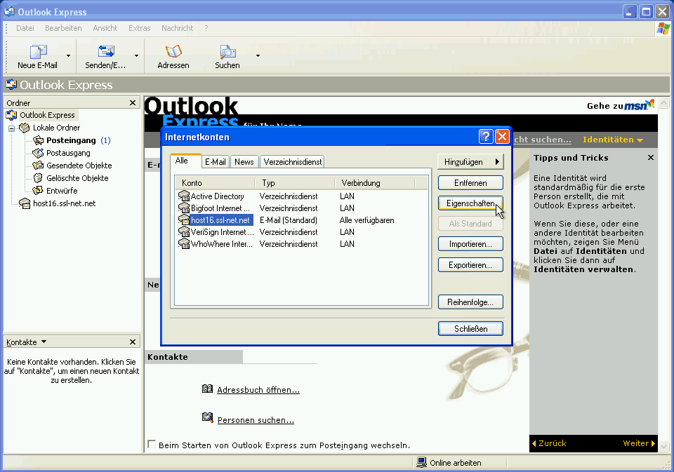 E-Mail Konto einrichten Outlook Express Screen 8