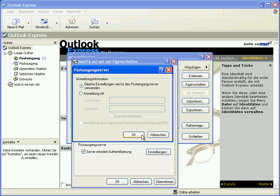 E-Mail Konto einrichten Outlook Express Screen 11