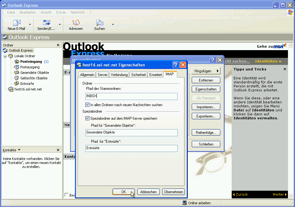E-Mail Konto einrichten Outlook Express Screen 13