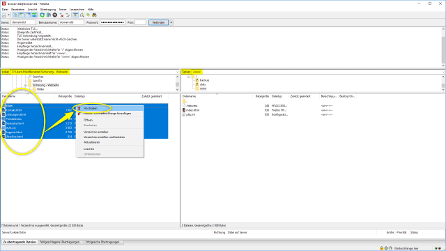 Schritt 3.2 - HTML-Webseite umziehen - FTP-Daten auf Hosting Paket hochladen (1)