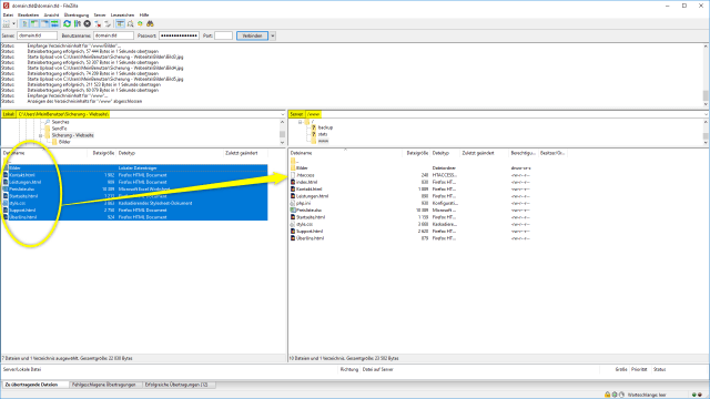 Schritt 3.3 - HTML-Webseite Umzug - FTP-Daten auf Hosting Paket hochladen (2)