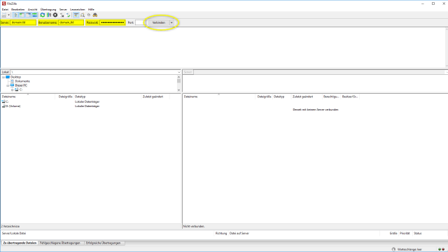 Schritt 3.2 - Joomla-Website migrieren - FTP-Client login