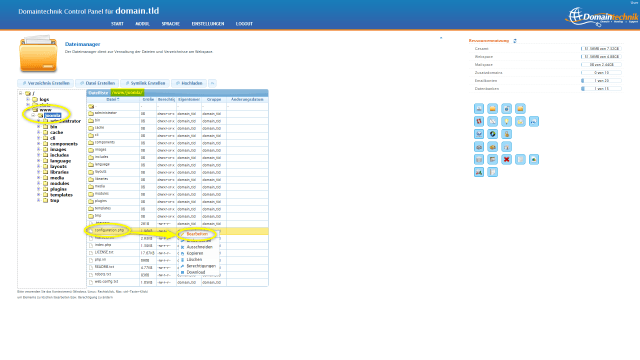 Schritt 4.1 - Joomla Umzug - Konfigurationsdatei anpassen