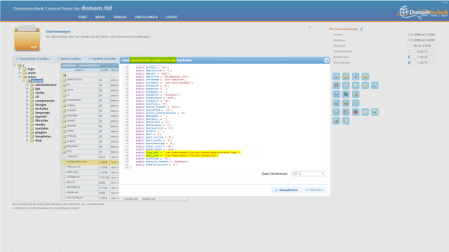 Schritt 4.1 - Joomla umziehen - Pfade für 'temp' und 'log' anpassen