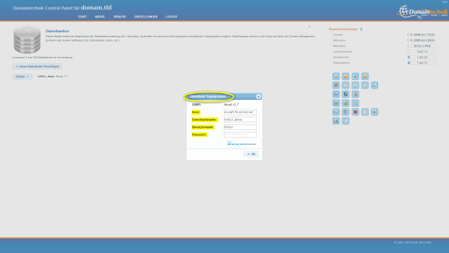 Schritt 4.1 - Joomla-Seite Umzug - Zugangsdaten Datenbanken einsehen