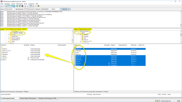 Schritt 2.1 - Typo3-Seite umziehen - FTP-Daten herunterladen (Drag&Drop)