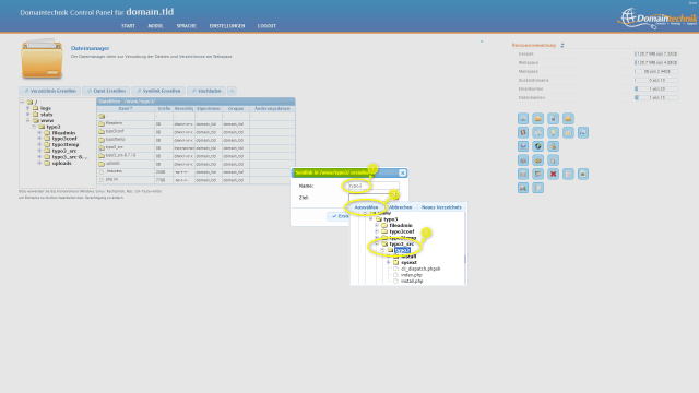 Schritt 4.1 - Typo3 Umzug - 2. Symlink - 'typo3'