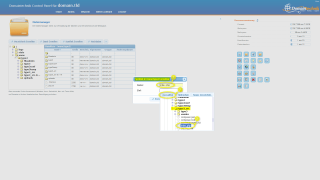 Schritt 4 - Typo3 umziehen - 3. Symlink - 'index.php'