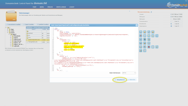 Schritt 4.2 - Typo3 übertragen - 'LocalConfiguration.php' anpassen