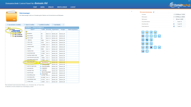 Schritt 4.2 - Wordpress umziehen - 'wp-config.php' Datei bearbeiten