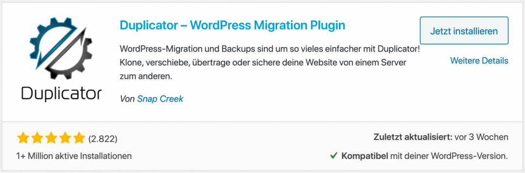 WordPress Backup Plugin Duplicator