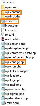 Die wichtigsten WordPress Dateien, die in einem Backup unbedingt enthalten sein sollen.