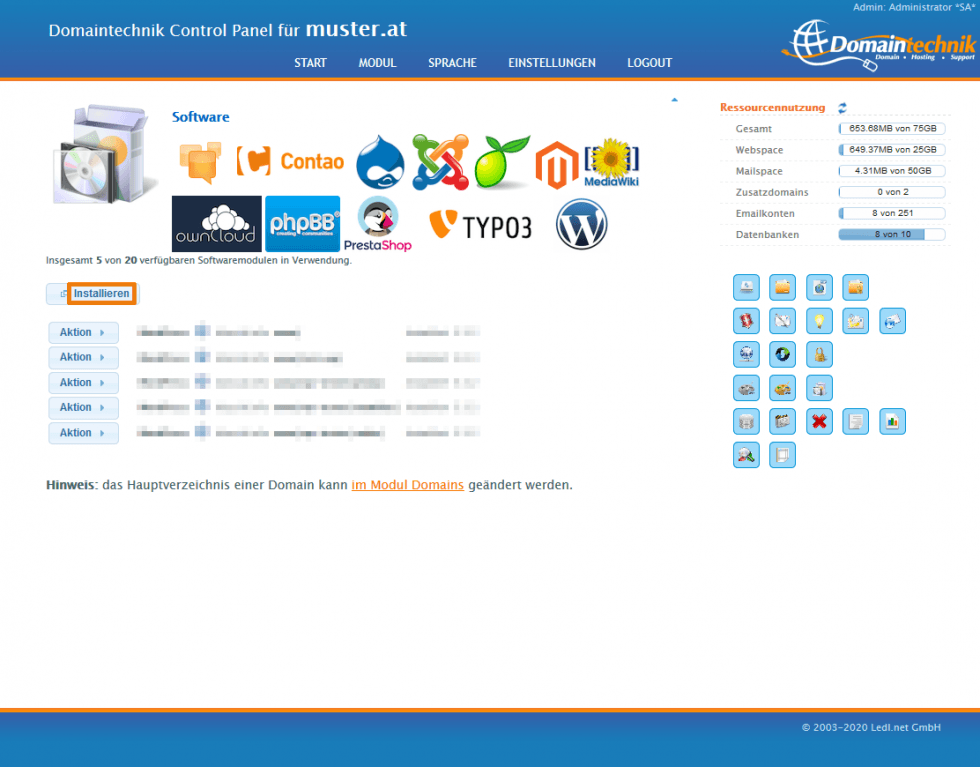 Control Panel Software Installation