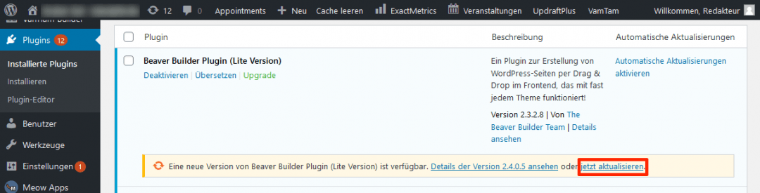 WordPress Plugins manuell aktualisieren