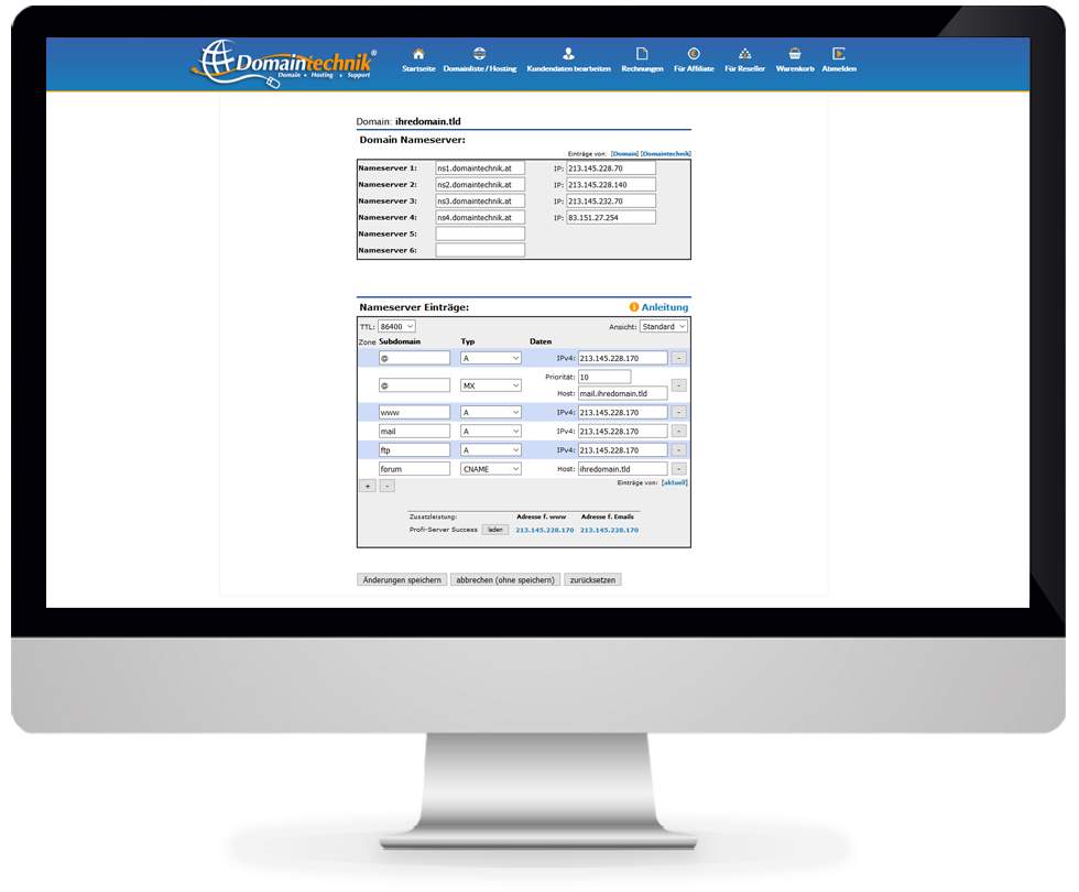 Domaintechnik® DNS Editor