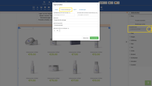 Onlineshop erstellen E-Mail Einstellungen Onlineshop erstellen E-Mail Einstellungen