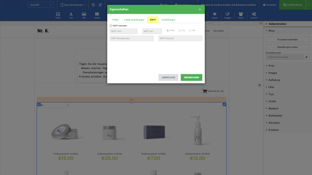 Onlineshop erstellen E-Mail Einstellungen Onlineshop erstellen E-Mail Einstellungen