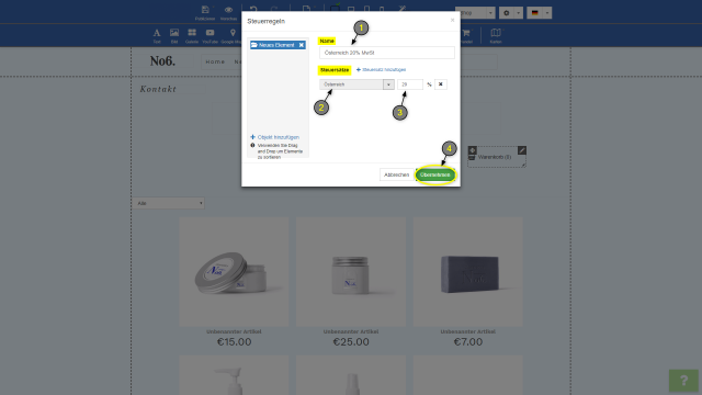 Onlineshop Steuerregeln festlegen Screen 4 Steuerregeln festlegen 4