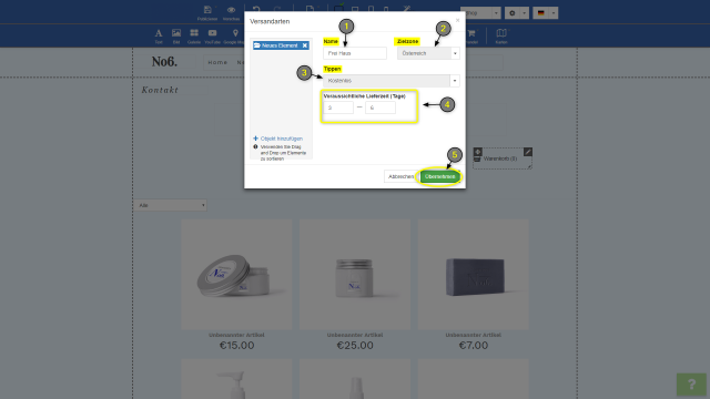 Onlineshop Versandarten Onlineshop Versandarten